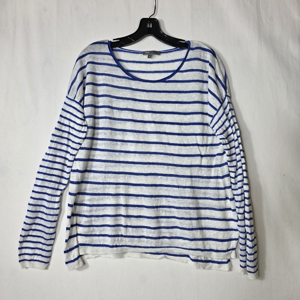 Vince knit linen sailor Striped Knit long sleeves round neck top